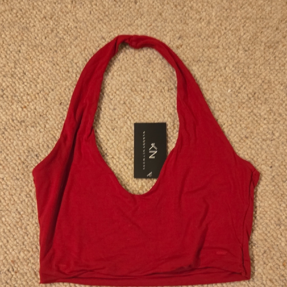 Red Halter Crop Top
